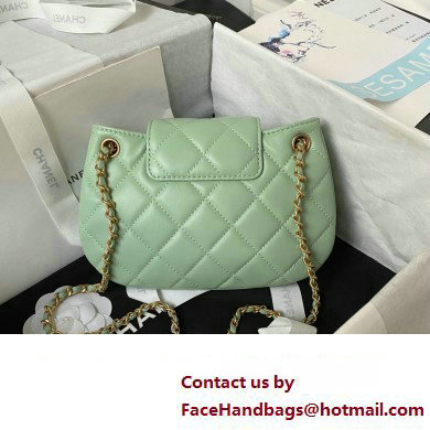 Chanel Lambskin  &  Gold-Tone Metal Small Messenger Bag AS4609 mint green 2024